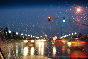 city traffic rain